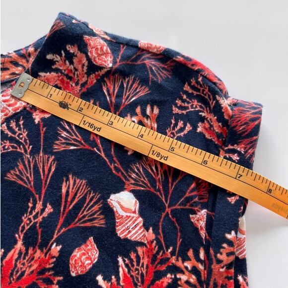 Liz Claiborne Navy/Orange Shell Print Short Sleeve Shirt Dress- S - Picture 9 of 9